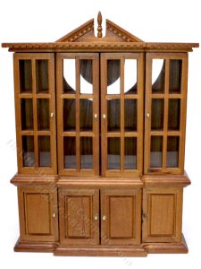 (image for) Miniature Walnut China Hutch for Dollhouses