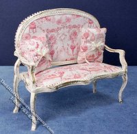 (image for) Miniature White Bench with Two Pillows for Dollhouses