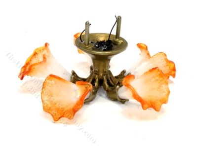 (image for) Miniature Brass Amber 5 Shade Chandelier by Jim Pounder