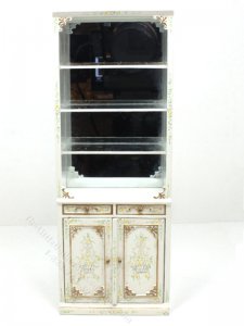 (image for) Miniature White Mirrored Bookshelf With Cupboard