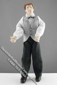 (image for) Brown Haired Man 'Kyle' Doll in Grey Vest by Patsy Thomas