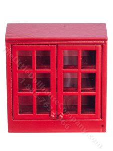 (image for) Dollhouse Miniature Red Upper Kitchen Cabinet