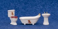 (image for) Miniature Teddy Bear Bathroom Set For Dollhouses