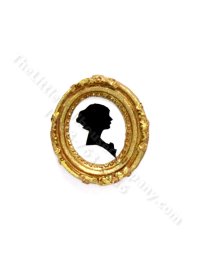 (image for) Miniature Hand-cut Lady's Silhouette in an Ornate Gold Frame
