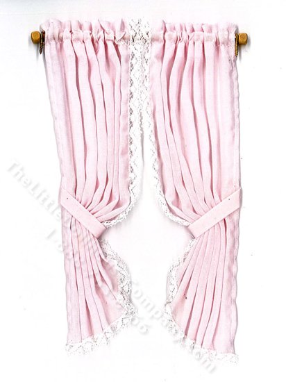 (image for) Miniature Pink Drapes for Dollhouses