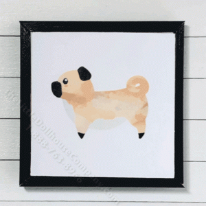 (image for) Miniature Square Painting of Pug Dog