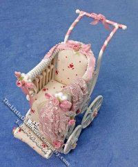 (image for) Miniature White Stroller w/Pink Blanket by Serena Johnson