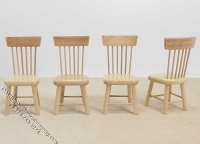 (image for) Miniature Set of 4 Oak Chairs for Dollhouses