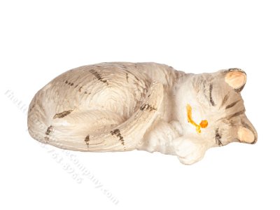 (image for) Miniature Sleeping Grey Cat for Dollhouses