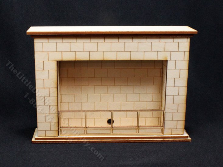 (image for) Miniature Unfinished Wide Brick Fireplace for Dollhouses
