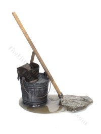 (image for) Miniature Handmade Bucket and Mop with Dirty Water