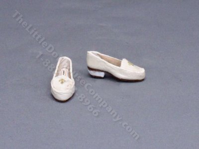 (image for) White Leather Loafers with Fleur-de-Lis by Judith Blondell