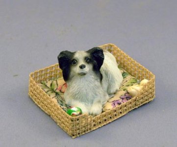 (image for) Dollhouse Scale Model Dog in Basket