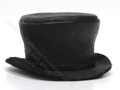 (image for) Miniature Black Leather Top Hat by Judith Blondell