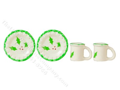 (image for) Miniature Christmas Plate and Mug Set for Dollhouses
