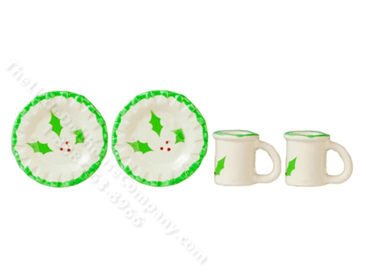 (image for) Miniature Christmas Plate and Mug Set for Dollhouses