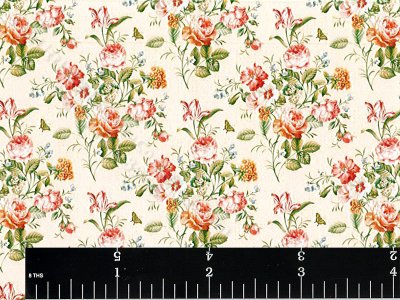 (image for) Rose Pattern and Tan Miniature Wallpaper for Dollhouses