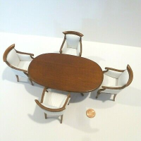 (image for) Miniature Walnut Dining Roon Table and 4 Chairs