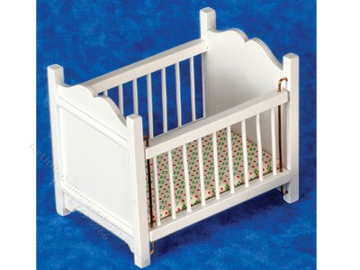 (image for) Miniature White Crib for Dollhouses