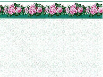 (image for) Bright Green Damask Pattern Miniature Wallpaper for Dollhouses