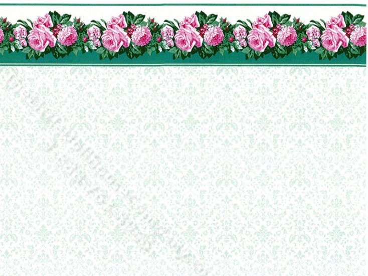 (image for) Bright Green Damask Pattern Miniature Wallpaper for Dollhouses