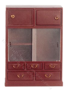 (image for) 1:24 Scale Miniature Mahogany Cabinet for Dollhouses