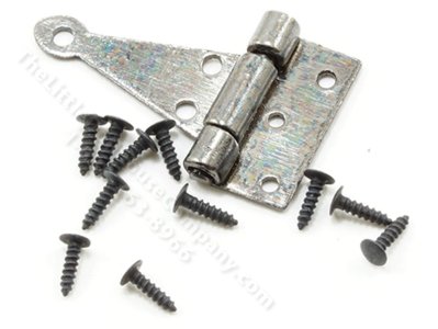 (image for) Miniature Pewter T Hinges with Nails for Dollhouses, 4/pk