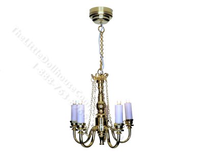 (image for) Dollhouse Scale 5 Up-Arm Colonial Chandelier w/ Wand