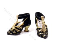 (image for) Miniature Black and Gold T-Strap Ladies Shoes by Judith Blondell