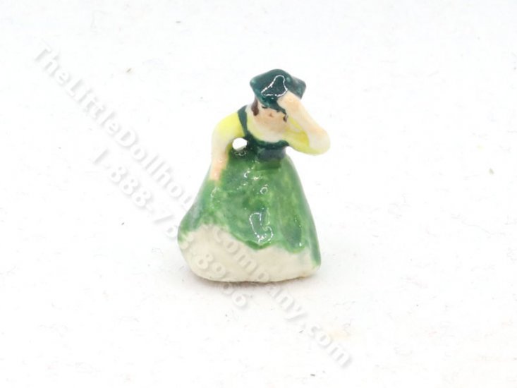 Miniature Royal Doulton of Lady in Green Dress and Hat [BSM 30501] The Little Dollhouse Company