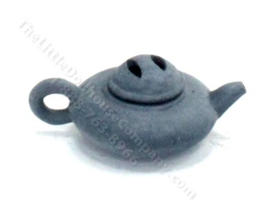 (image for) Miniature Handmade Blue Grey Squat Chinese Teapot for Dollhouses