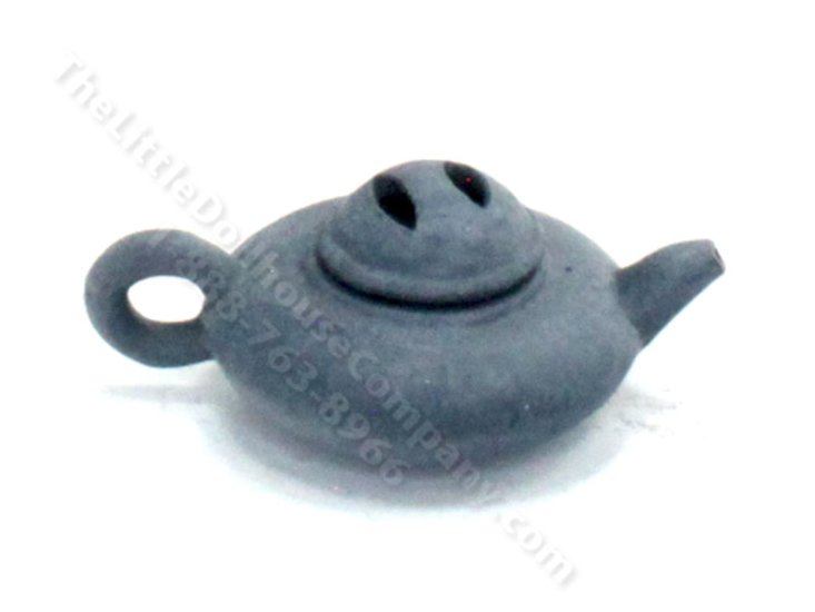 (image for) Miniature Handmade Blue Grey Squat Chinese Teapot for Dollhouses