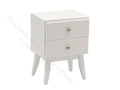 Miniature 2-Drawer Stand for Dollhouses - White (image for) Miniature 2-Drawer Stand for Dollhouses - White