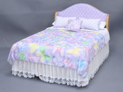 (image for) Miniature Maple Bed Dressed in Butterfly Bedding
