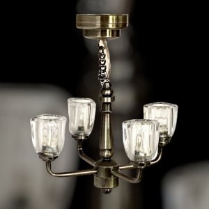 (image for) Battery Operated 4 Arm Platinum 'Harbor' Chandelier