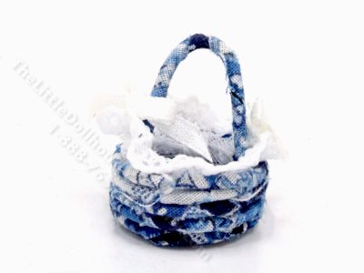 (image for) Miniature Handmade Blue Basket for Dollhouses