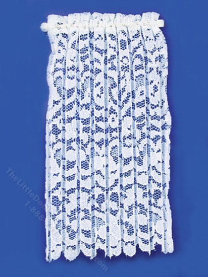 (image for) Miniature White Lace Curtain Panel for Dollhouses