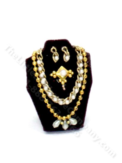 (image for) Miniature Gold Jewelry Set w/ Diamond Brooch by Judith Blondell