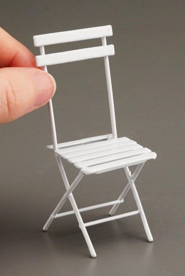 (image for) Dollhouse Miniature Metal White Patio Chair