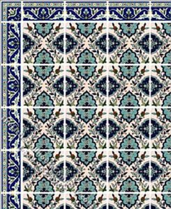 (image for) Green Decorative Tile Pattern Miniature Wallpaper for Dollhouses