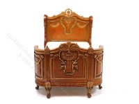 (image for) Miniature Walnut and Gold French Provincial Double Bed