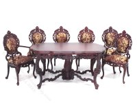 (image for) Miniature 7pc Mahogany Dining Room Set for Dollhouses