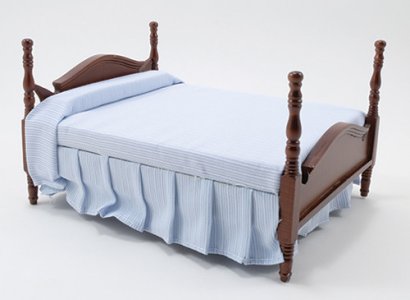 (image for) Miniature Walnut Double Bed for Dollhouses
