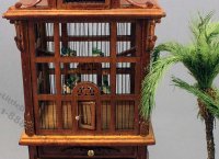 (image for) Dollhouse Scale Model Bird Cage - Mahogany