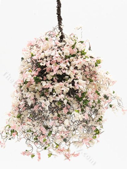 (image for) Miniature Pretty in Pink Hanging Basket For Dollhouses