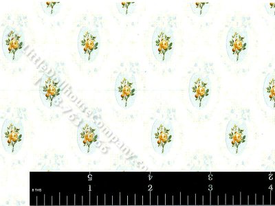 (image for) Blue Framed Floral Pattern Miniature Wallpaper for Dollhouses