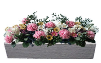 (image for) Miniature Pink Carnations in Wooden Window Box for Dollhouses