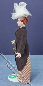 (image for) Miniature Red Haired Woman in Brown Dress by Cindy's Dolls