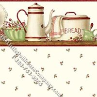 (image for) Red Enamelware Pattern Miniature Wallpaper for Dollhouses