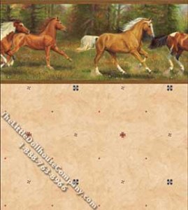 (image for) Dollhouse Scale Model Wallpaper Wild Horses Pattern